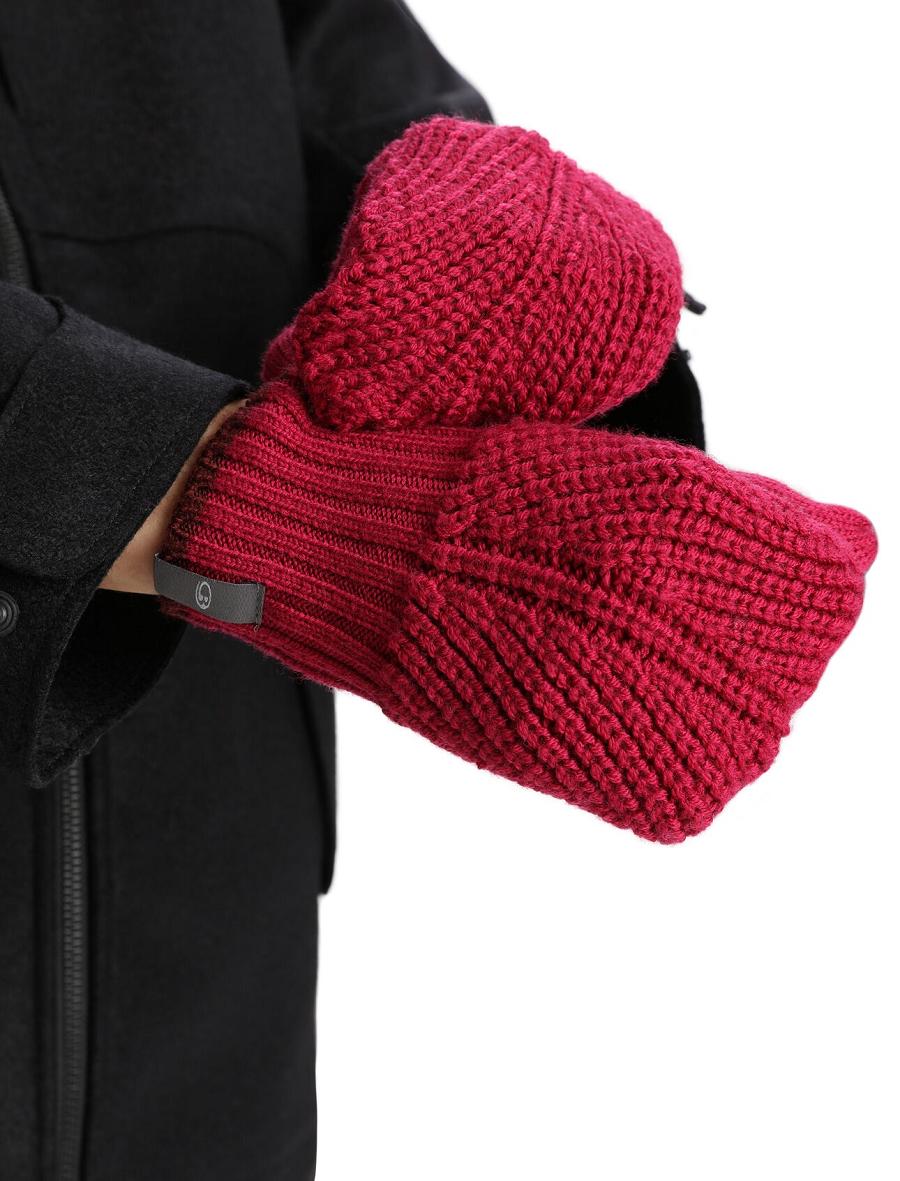 Cherry / Espresso Men's Icebreaker Unisex Merino Waypoint Mittens Gloves | USA 1063LISH